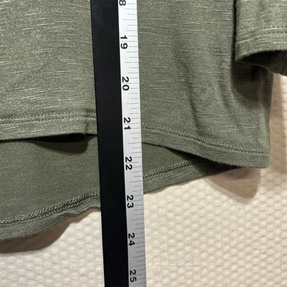 White House Black Market Olive Green Shimmer Long Sleeve Top SP Small Petite - Picture 8 of 9